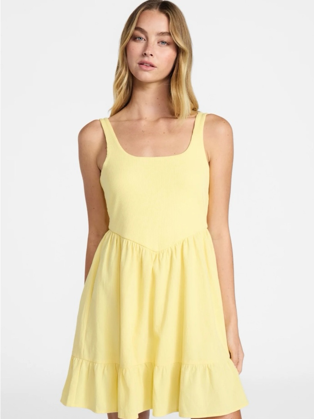 No Boundaries Yellow Tiered Sundress